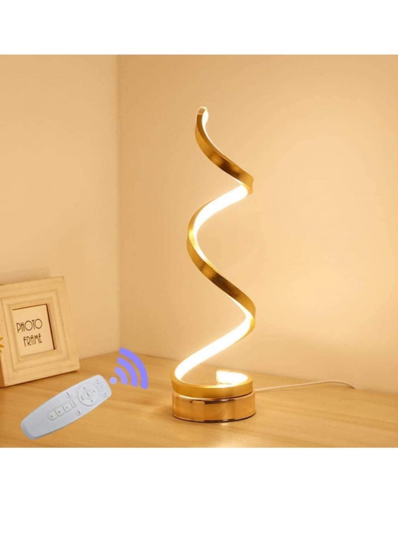 AIWANTO LED Bedside Table Lamp, Remote Control Spiral Table Lamps Modern Curved LED Desk Lamp Night Stand Reading Light for Bedroom Living Room  - Image 1
