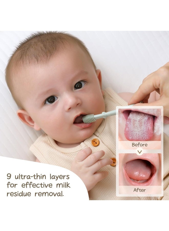 Moonkie طقم تنظيف فم الأطفال من Moonkie – 3 قطع | سيليكون آمن بدرجة طعام | فرشتان للأسنان ومنظف لسان ناعم | خالٍ من BPA وPVC | آمن للغسالة والميكروويف والمجمد - Image 3