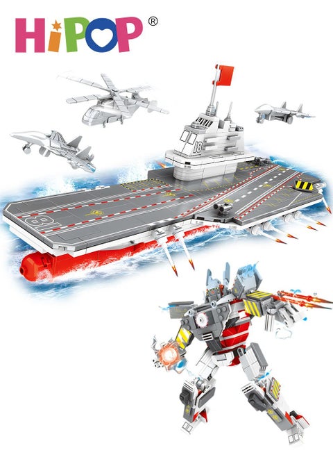 Military Building Blocks Deformable Aircraft Carrier,Widely Compatible,Boys Gift