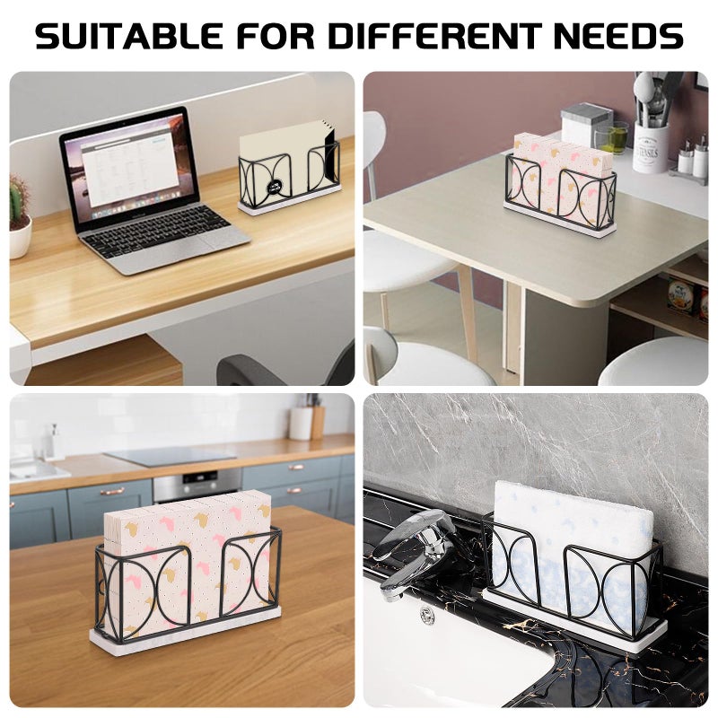 Winmien Napkin Holder With Marble Base  Guest Towel Paper Dispenser For Table  Modern Metal Napkin Stand  Ideal For All Bathroom Vanity  Kitchen Decor Accessories (Matte Black  4 Inch) - Image 5