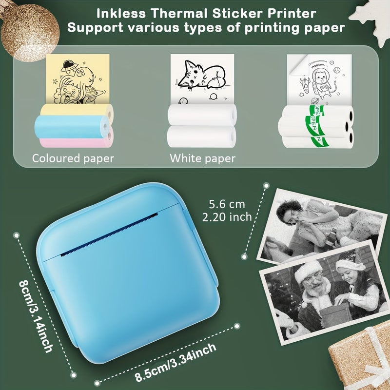Black Mini Portable Thermal Pocket Printer With One Roll Paper USB Rechargeable 200 Dpi High Resolution For Text Notes Photos Labels And To Do Lists - Image 2