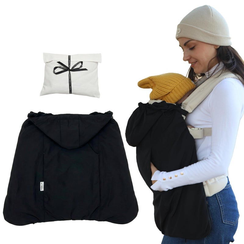 Intimom Baby Carrier Cover Winter with Detachable Hood - Windproof Winter Car Seat Cover Baby Girl & Boy, Universal Travel Carrier & Stroller Blankets for Babies - Waterproof with Fleece Lining - Image 1