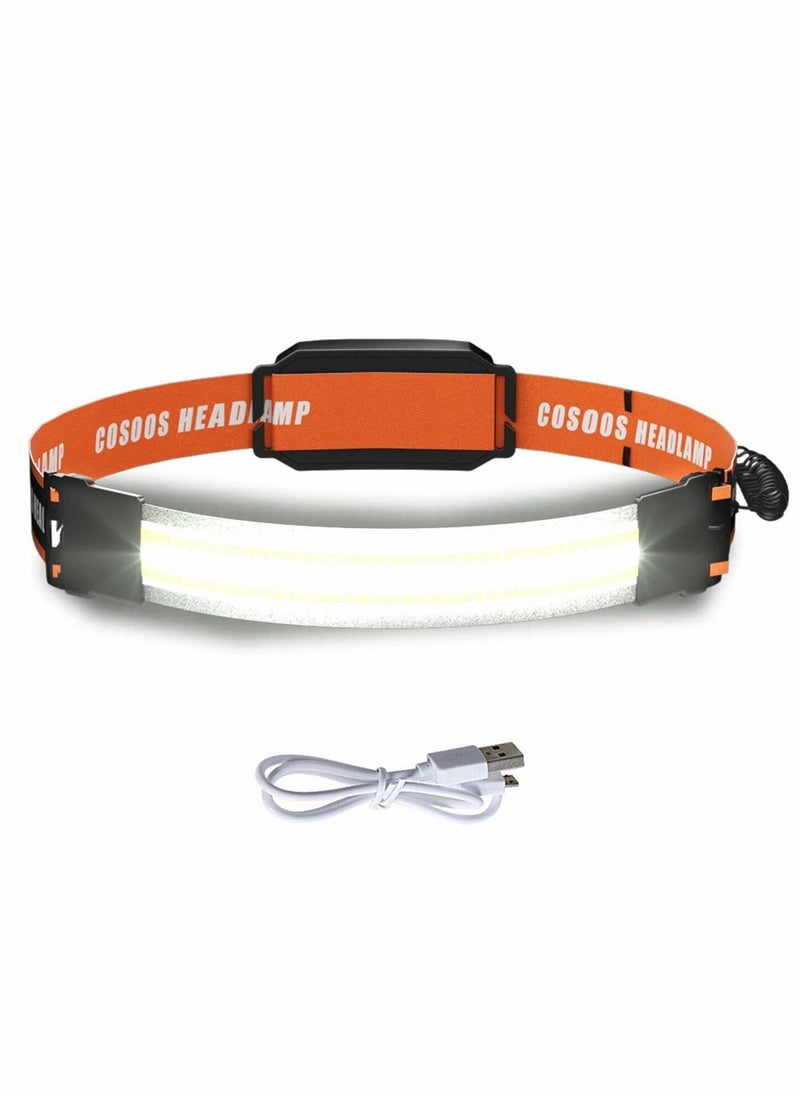 KASTWAVE Rechargeable Headlamp Flashlight, Bright LED Wide Beam Head Lamp with Adjustable Headband for Adults & Kid, 500Lumen, Red Tail Light, Lightweight Headlight for Camping, Trail Running, Fishing, Hiking - Image 1