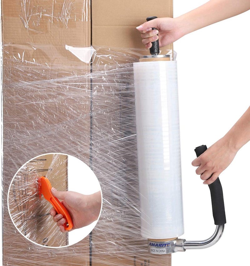 AMORITE shrink wrap handle,Industrial Stretch Film Dispenser including Film Cutters,Suitable for 11" to 21.5" film height Pallet Wrap.Top Quality Stainless Steel, Tough, Durable - Image 4