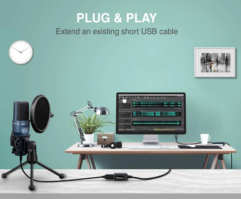 BlueRigger USB 2.0 Type A Male to A Female Active Extension/Repeater Cable (32 Feet / 10 Meters) - Image 3