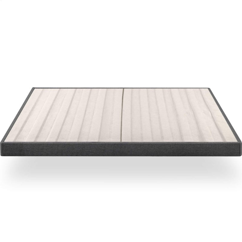 ZINUS Upholstered Metal and Wood Box Spring 4 Inch Mattress Foundation Easy Assembly Fabric Paneled Design King Grey
