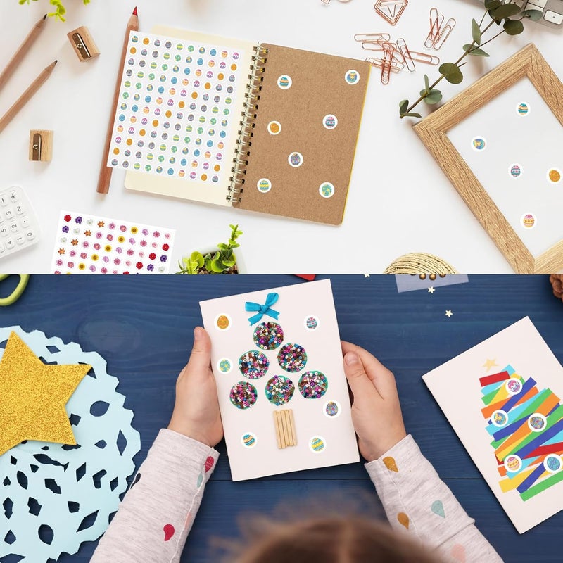 WANGHENG Starboling 2400 Pcs Small Stickers for Kids,Easter Egg Mini Sticker Colorful Paper Decals 10 Egg Styles Self-Adhesive Stickers for Party Envelopes Scrapbook Gifts DIY Supplies,0.5in（Egg） Assorted natural tone picks - Image 5