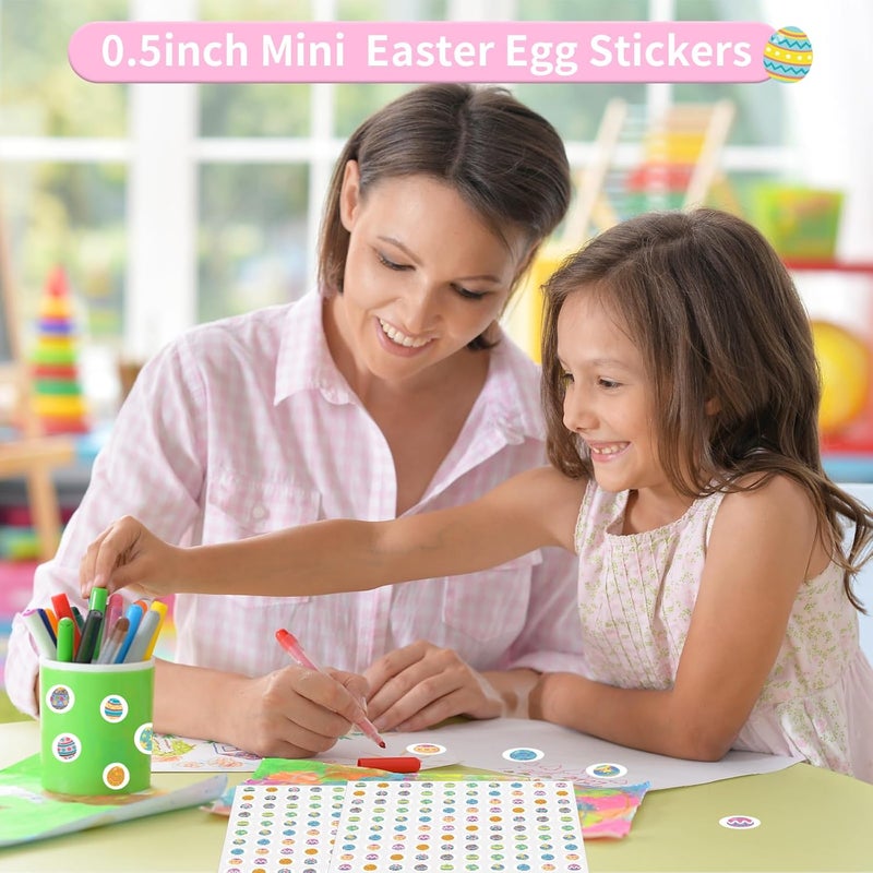 WANGHENG Starboling 2400 Pcs Small Stickers for Kids,Easter Egg Mini Sticker Colorful Paper Decals 10 Egg Styles Self-Adhesive Stickers for Party Envelopes Scrapbook Gifts DIY Supplies,0.5in（Egg） Assorted natural tone picks - Image 4
