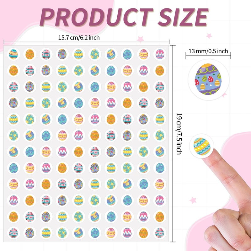 WANGHENG Starboling 2400 Pcs Small Stickers for Kids,Easter Egg Mini Sticker Colorful Paper Decals 10 Egg Styles Self-Adhesive Stickers for Party Envelopes Scrapbook Gifts DIY Supplies,0.5in（Egg） Assorted natural tone picks - Image 2