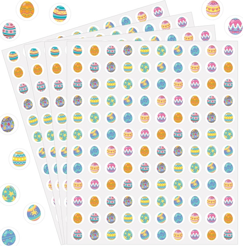 WANGHENG Starboling 2400 Pcs Small Stickers for Kids,Easter Egg Mini Sticker Colorful Paper Decals 10 Egg Styles Self-Adhesive Stickers for Party Envelopes Scrapbook Gifts DIY Supplies,0.5in（Egg） Assorted natural tone picks - Image 1