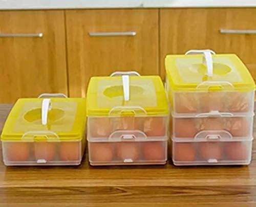 ViberDeal Plastic Kitchen Refrigerator Egg Storage 3 Layer Rectangular Egg Container Organizer Box Plastic Portable Airtight Outdoor Egg Storage Container With Carry Holder Multicolor 32 Grid - Image 5