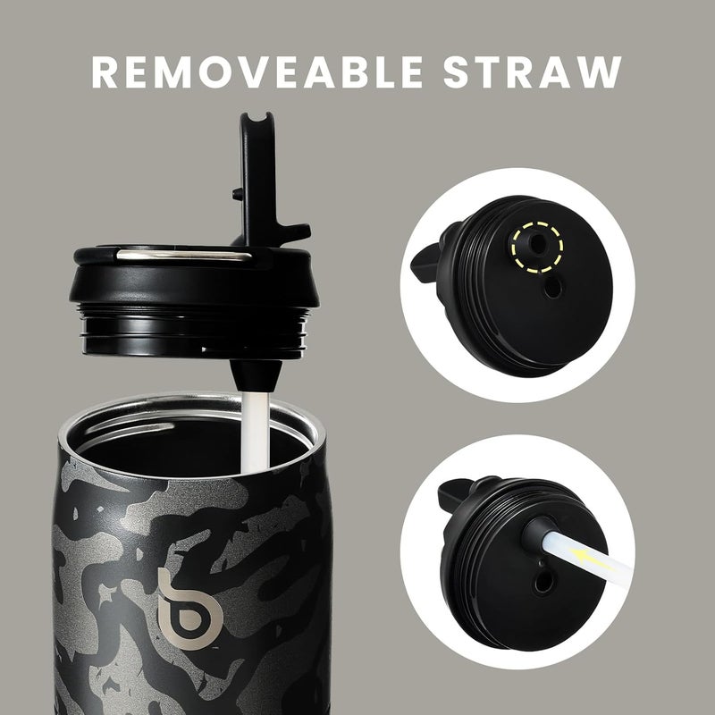 BOTTLE BOTTLE 32 oz Stainless Steel Water Bottle with Straw and Lid - Vacuum Insulated, Leak Proof, Black Camouflage - Image 4
