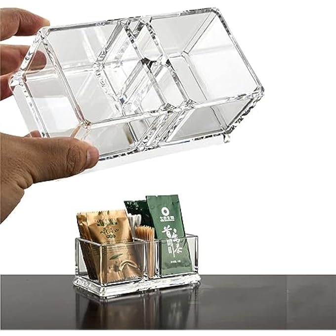 joyzzz Tea Bag Organizer Storage Box Clear Acrylic Two Lattices Tea Bags Holder Coffee Sugar Bag Case Guest Room Storage Boxes Tea Storage Chest Case Tea Bag Sorter For Any Home Restaurant Office - Image 3