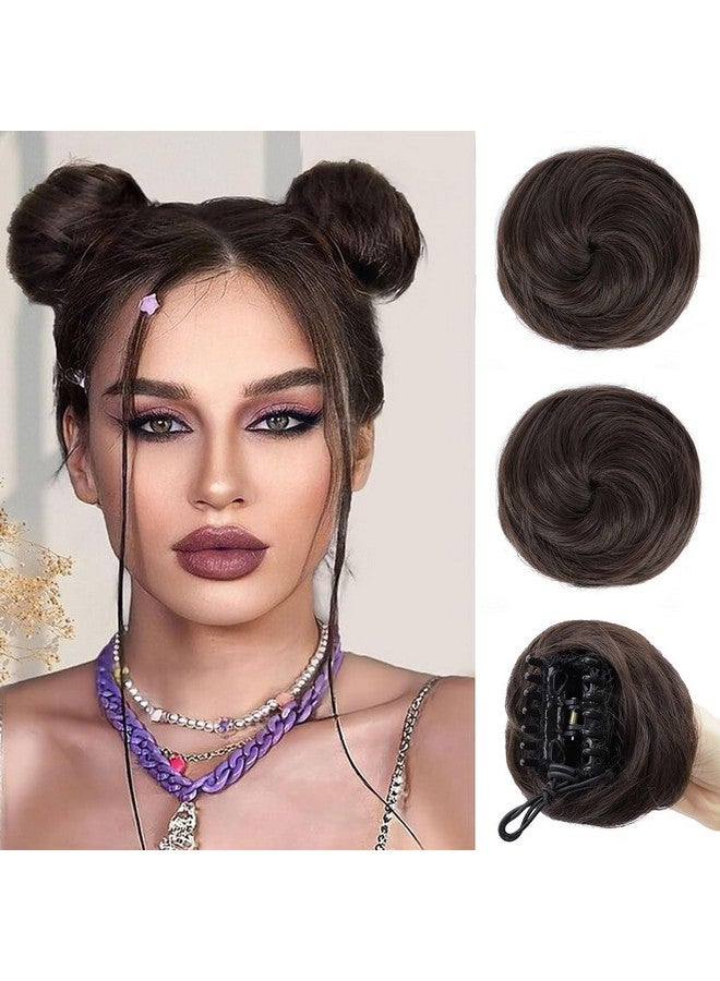 HANYUDIE Space Buns Hair Pieces 2PCS Claw Clip in Hair Bun Mini Bun Hair Scrunchies Extension for Women Girls 6# - Image 1
