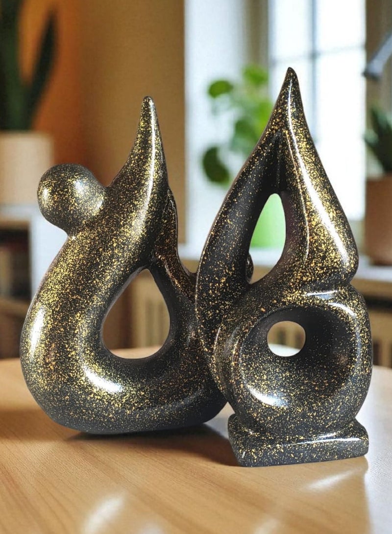 كلور زون بوتري طقم 2 فازة فخارية ديكورية المكتب و المنزل اسود في دهبي 28 سم - Image 1