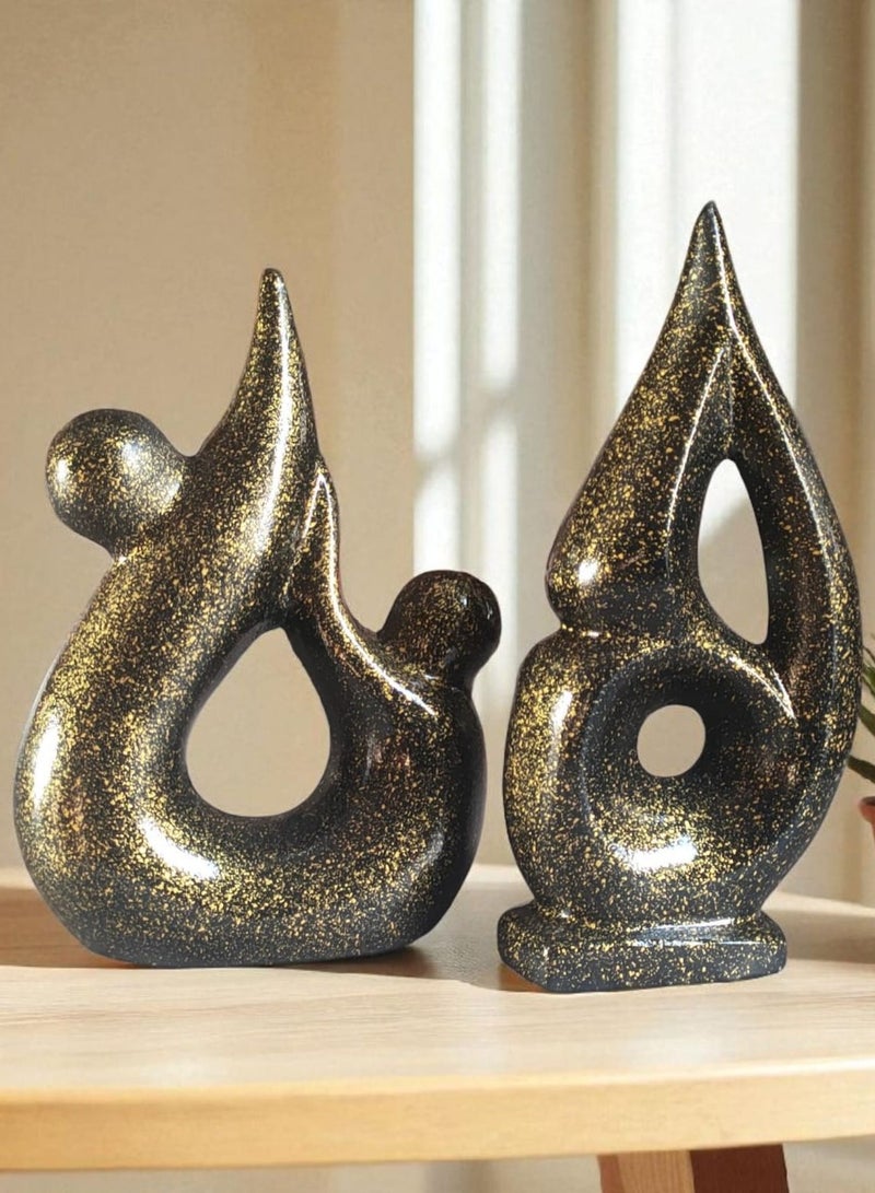 كلور زون بوتري طقم 2 فازة فخارية ديكورية المكتب و المنزل اسود في دهبي 28 سم - Image 3