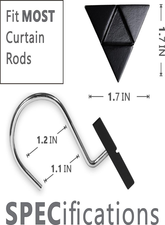 Popkozzi Black Geometric Shower Curtain Hooks: 12 Pcs Polished Triangle Design Rustproof Stainless Shower Rings for Modern Minimalist Industrial Rustic Urban Boho Eclectic Style Bathroom Décor - Image 4