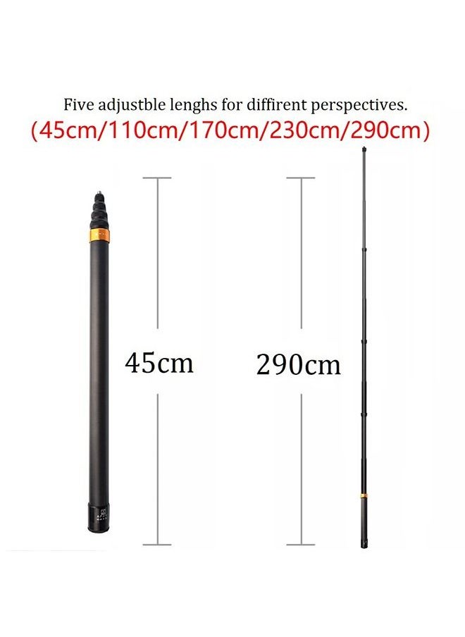 Generic - 290cm Carbon Fiber Invisible Extended Edition Selfie Stick For Insta360 X3 / ONE X2 / ONE RS Accessories For GoPro Insta 360 - Image 1