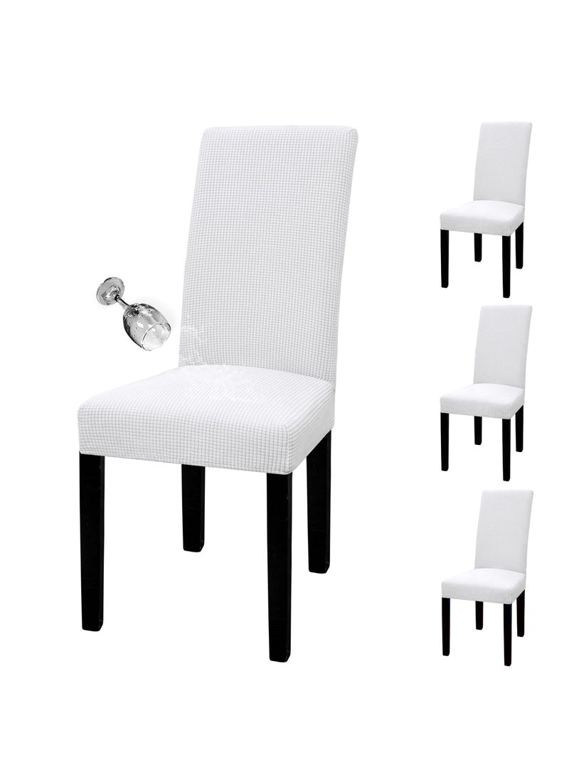Easy-Going EasyGoing 100 Waterproof Dining Room Chair Cover Set of 4 Stretch Jacquard Parson Chair Slipcover Removable Washable Chair Protector for Home Restaurant Banquet Large White 