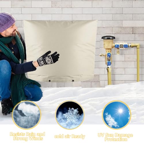 JIUBAR Backflow Preventer Cover Insulated Pouch -JIUBAR 30" W x 26" H Outdoor Pressure Reducing Value Cover ,Winter Water Sprinkler Valve Cover Insulated ,Well Pump Covers Protects from Severe Snow. - Image 3