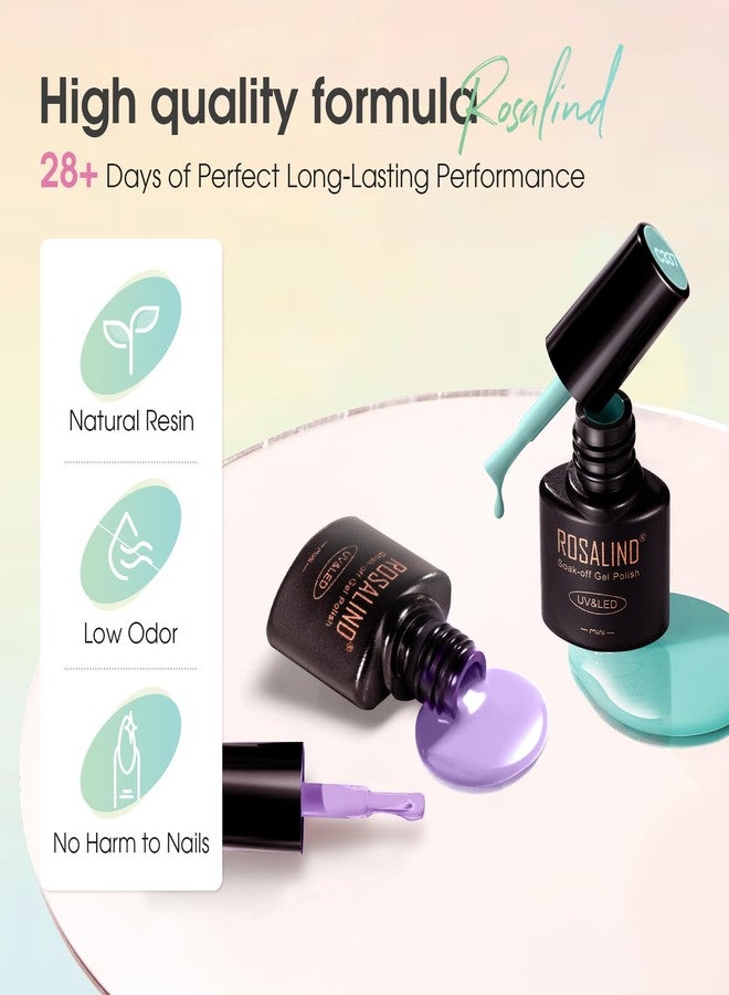 ROSALIND 18PCS Gel Nail Polish Set with Base Top Coat (Glossy Matte and Glitter),14 Pcs Pastel Bright Colors Gel Polish Set Macaron Colors Soak Off Nail Polish Gel Nails Art for Women - Image 5