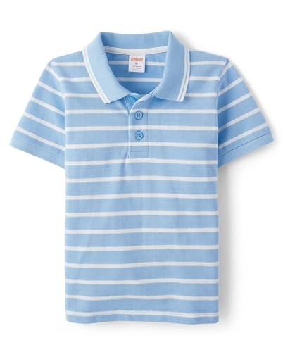 GYMBOREE قميص بولو بأكمام قصيرة للأولاد والرضع من جيمبوري، مخطط أزرق، 5T - Image 4