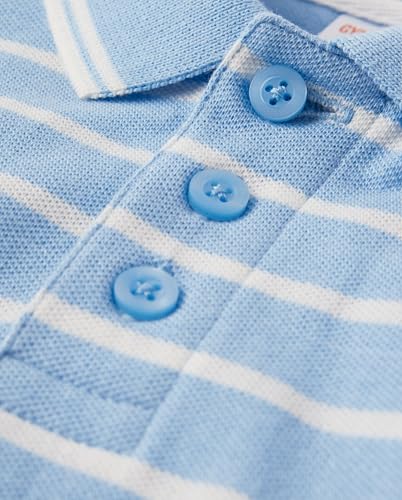 GYMBOREE قميص بولو بأكمام قصيرة للأولاد والرضع من جيمبوري، مخطط أزرق، 5T - Image 2