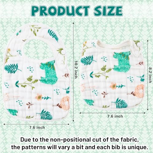 Zainpe 6Pcs Snap Muslin Cotton Baby Bibs Dinosaur Star Bear Pattern Bib, Adjustable Burp Cloths with 6 Absorbent & Soft Layers for Infants Newborns Toddlers Drooling Feeding Teething - Image 2