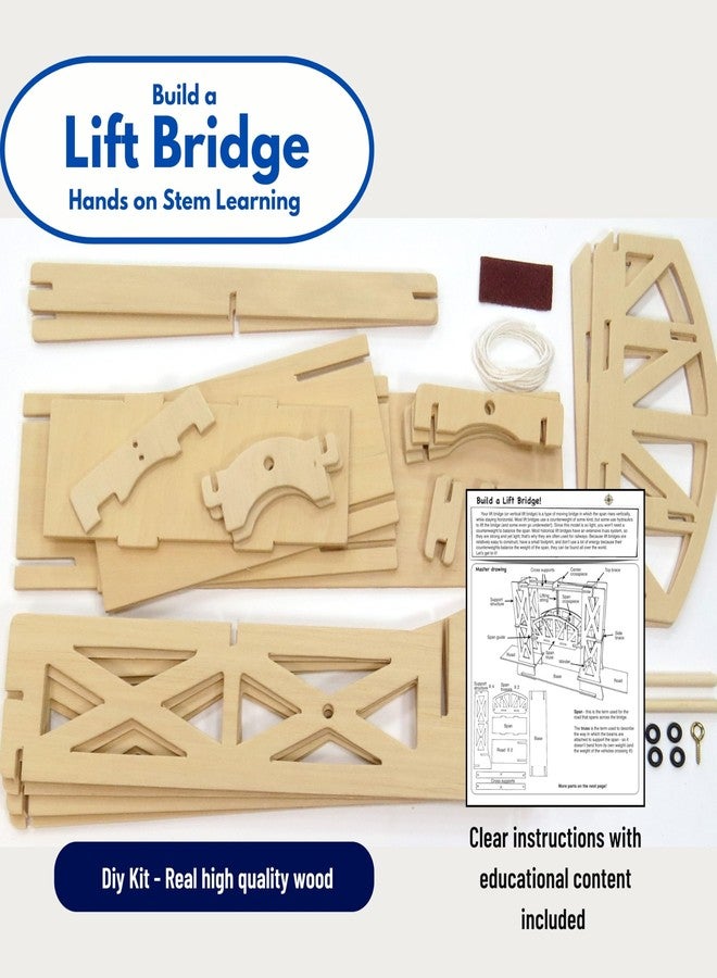 Pathfinders STEM Kit - Bridge Building Kit | Wooden Mechanical Engineering Toy for Kids Ages 7-9 | Lift Bridge 3D Puzzle | Educational Science & STEM Project - Image 2