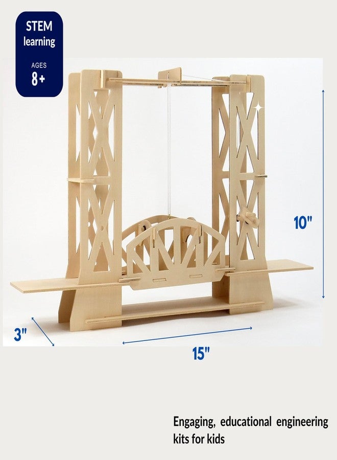 Pathfinders STEM Kit - Bridge Building Kit | Wooden Mechanical Engineering Toy for Kids Ages 7-9 | Lift Bridge 3D Puzzle | Educational Science & STEM Project - Image 4