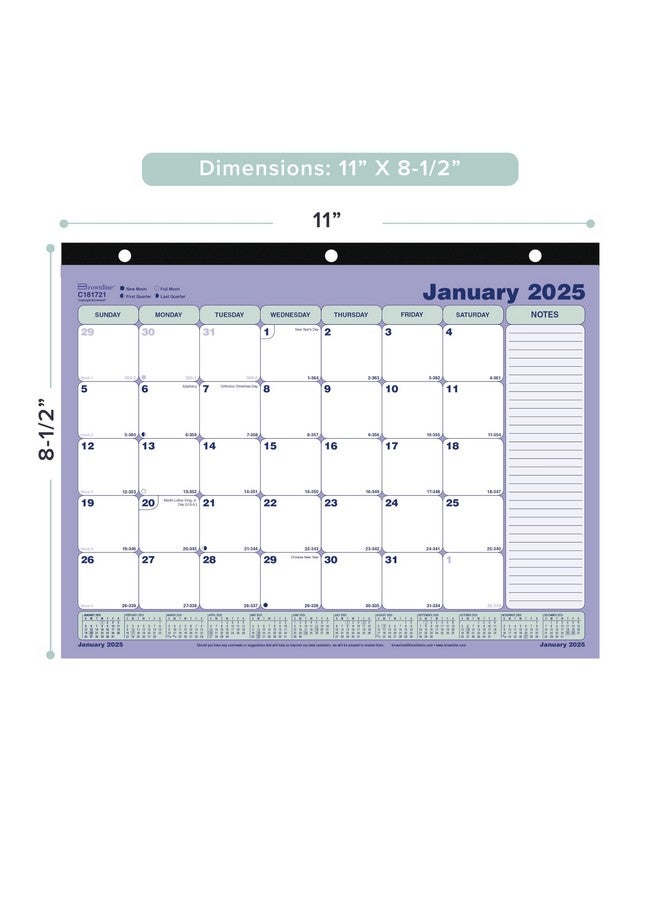 Brownline ® 2025 Monthly Desk Pad Calendar, 12 Months, January To December, Three-Hole Punched, Mini Size, 11" X 8.5" (C181721-25)  - Image 2