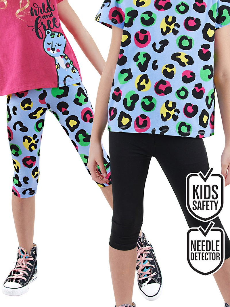 Denokids 2 Pack Girl Black&Leopard Leggings - Image 1
