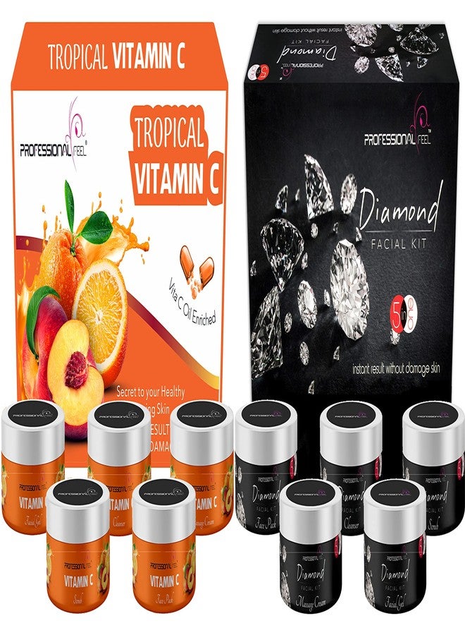Professional Feel Diamond + Vitamin C Facial kit, Beauty feel Skin Facial kit for all type skin solution (set of 5) - Image 2