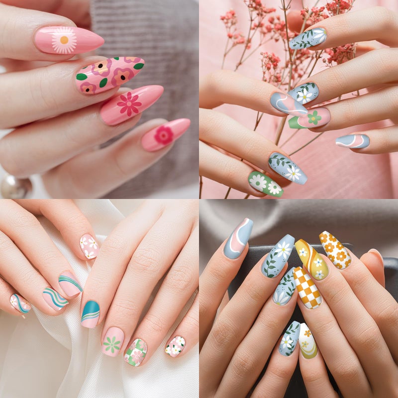 Whaline 6 Pcs Simple Floral Nail Plates Stamping Set Flower Leaves Stamp Templates Nail Art Plates for DIY Print Manicure Salon Design Gift - Image 5