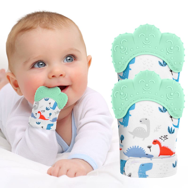 Vicloon 2Pack Silicone Teething Mitt, Soothing Infant Teething Mitten Pain Relief, Prevent Scratches Glove, Safe Silicone Teething Toys for 0-12 Months - Image 1