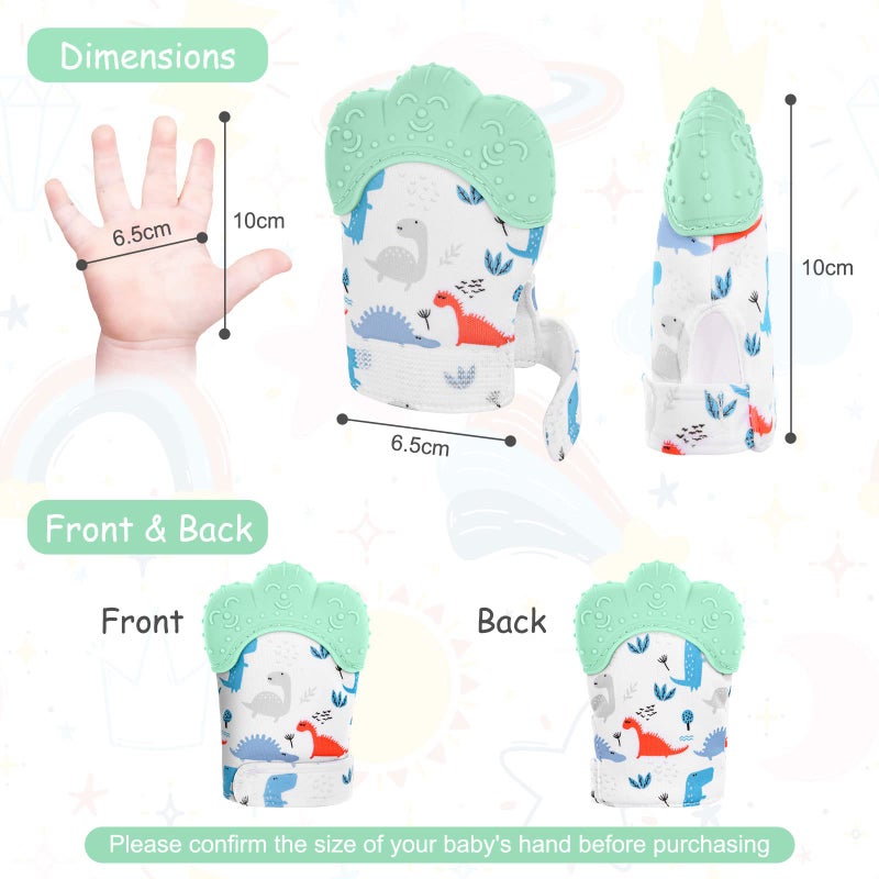Vicloon 2Pack Silicone Teething Mitt, Soothing Infant Teething Mitten Pain Relief, Prevent Scratches Glove, Safe Silicone Teething Toys for 0-12 Months - Image 2