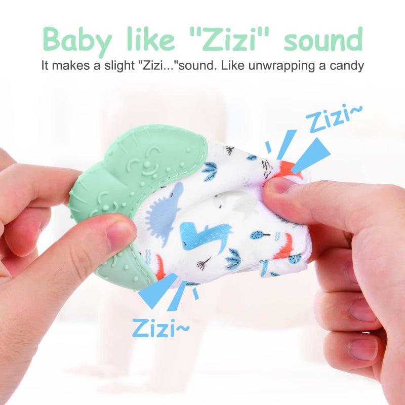 Vicloon 2Pack Silicone Teething Mitt, Soothing Infant Teething Mitten Pain Relief, Prevent Scratches Glove, Safe Silicone Teething Toys for 0-12 Months - Image 4