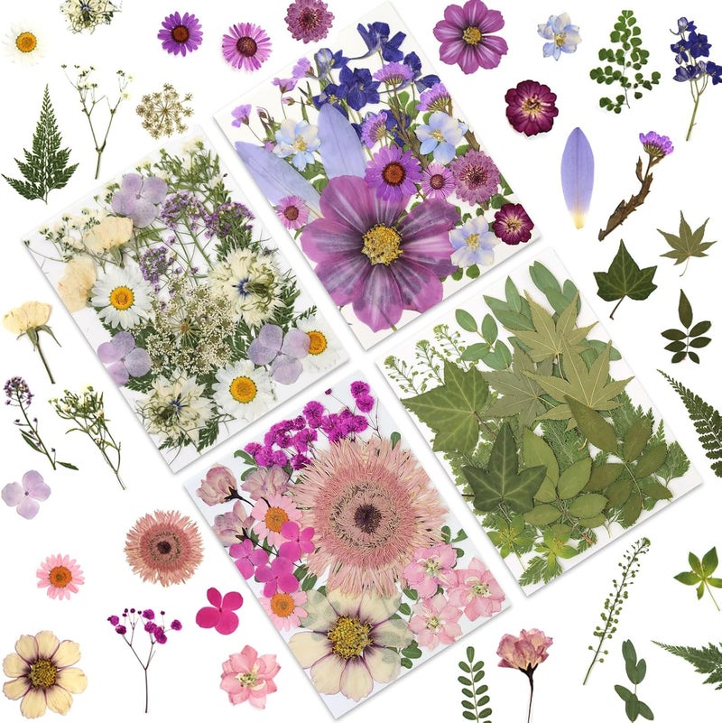 LUXEEASE 80 Pcs Dried Pressed Flowers for Crafts, Natural with Vibrant Colors & Various Shapes, Exquisite Arrangement for Resin, DIY, Jewelry, Candle & Soap Making – Tweezers Included - Image 1
