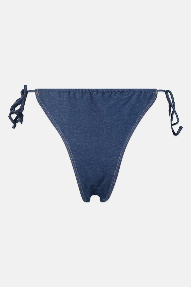 Bershka Women Solid Bikini Bottom, Navy - Image 3