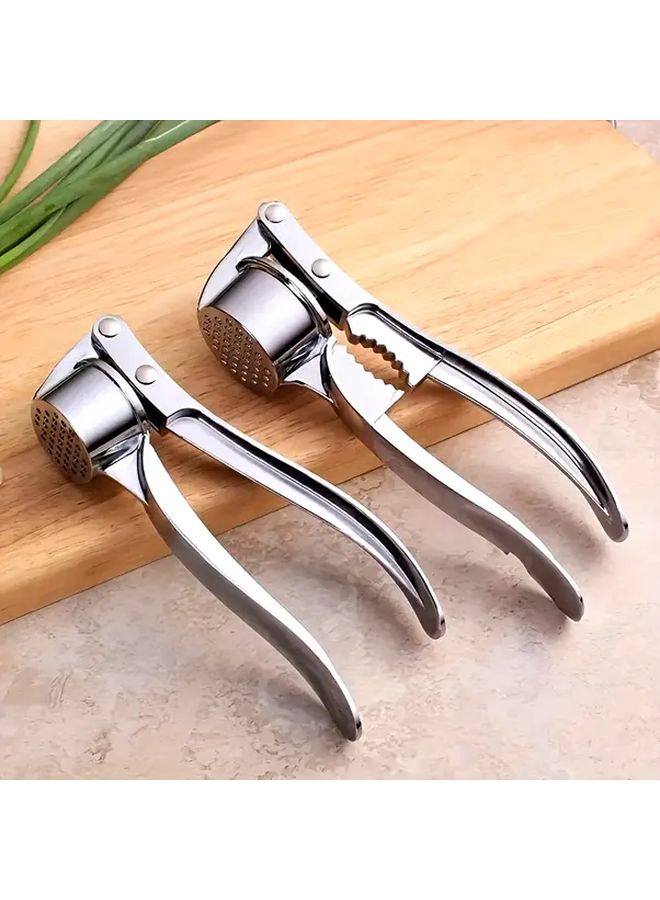 Heavy Duty Manual Garlic Press 1PCS Silver Plated Zinc Alloy Ergonomic Handle - Image 1