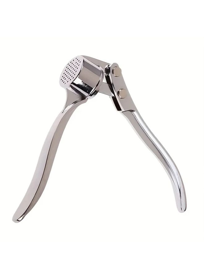 Heavy Duty Manual Garlic Press 1PCS Silver Plated Zinc Alloy Ergonomic Handle - Image 5