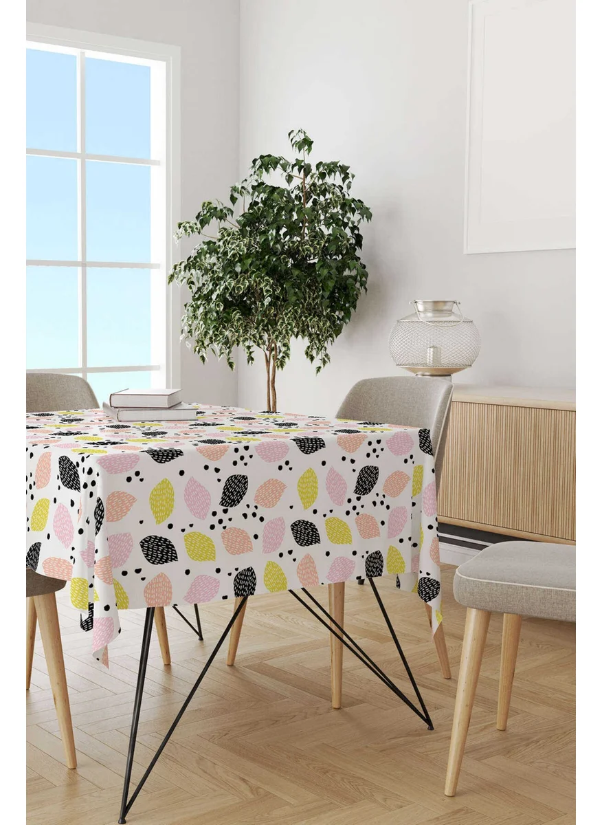 Cango Home White Yellow Lemon Patterned Digital Printed Tablecloth CGH600-MS