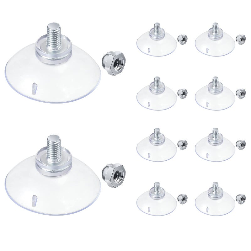 Quzzil 10 Pcs Suction Cups for Glass Window Screw Suction Pads 17344mm PVC Clear Sucker Pads with Cap Nut M6 Thread for Home Organization Bathroom Window Wall