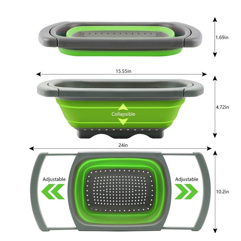Koyet Colander CollapsibleColander Strainer Over The Sink VeggiesFruit Strainers and Colanders with Extendable Handles Folding Strainer for KitchenBPA Free RedGrey - Image 4