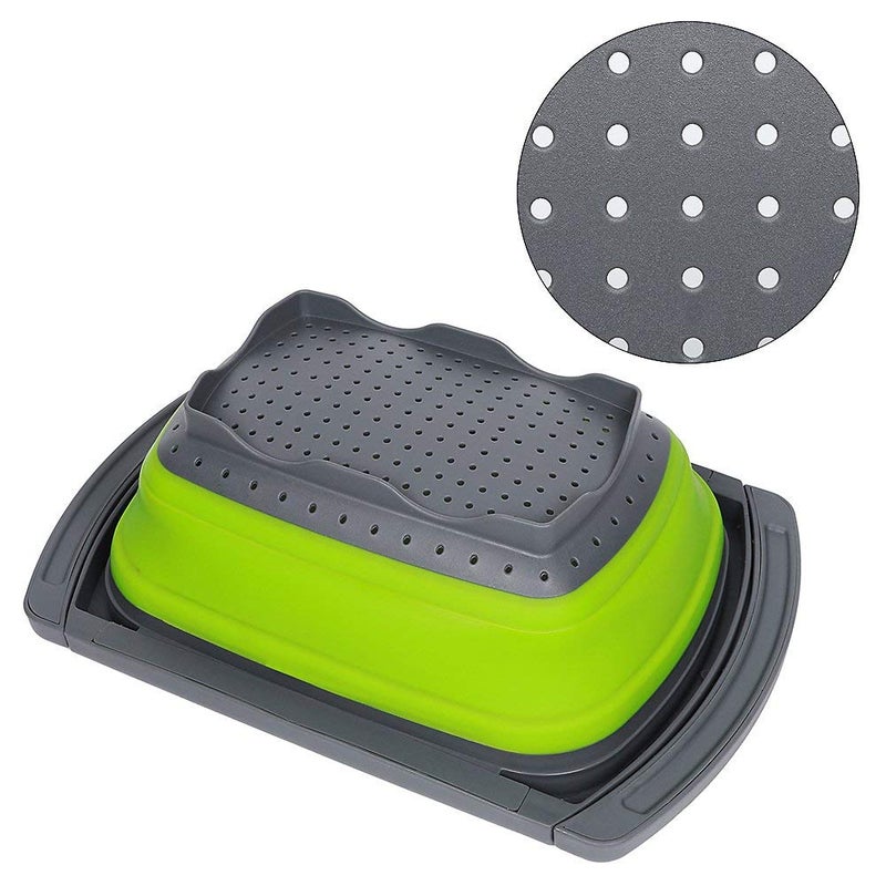 Koyet Colander CollapsibleColander Strainer Over The Sink VeggiesFruit Strainers and Colanders with Extendable Handles Folding Strainer for KitchenBPA Free RedGrey - Image 5