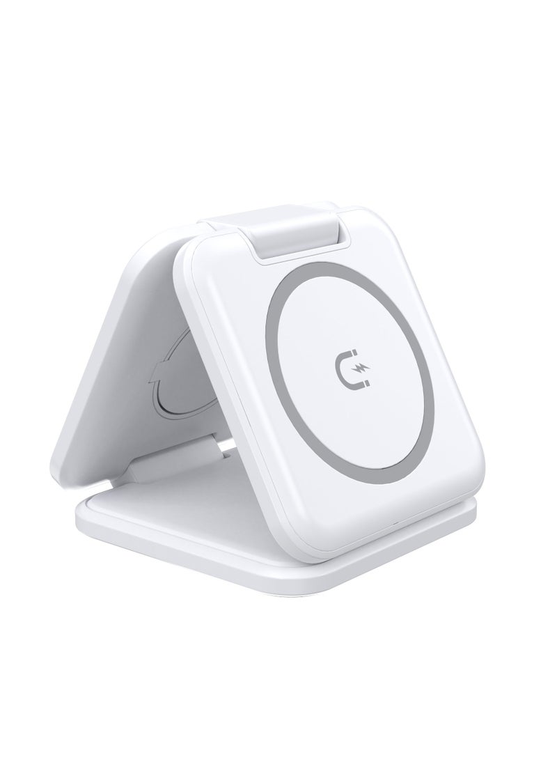 NIBEMINENT 3 In 1 Magnetic Wireless Charger Pad Foldable Phone Chargers Stand For IPhone 14 13 12 Airpods IWatch 7 6 5 Xiaomi Fast Charging Wireless Charging For Samsung S22 S21 S20 - Image 1