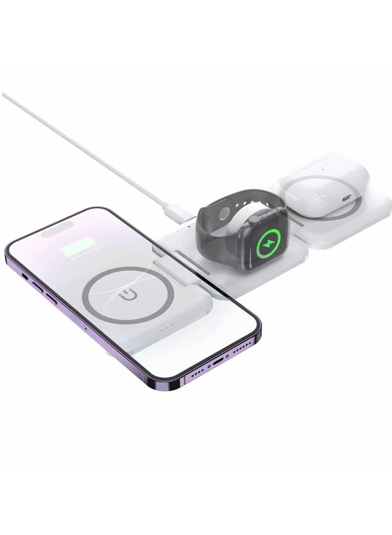NIBEMINENT 3 In 1 Magnetic Wireless Charger Pad Foldable Phone Chargers Stand For IPhone 14 13 12 Airpods IWatch 7 6 5 Xiaomi Fast Charging Wireless Charging For Samsung S22 S21 S20 - Image 2