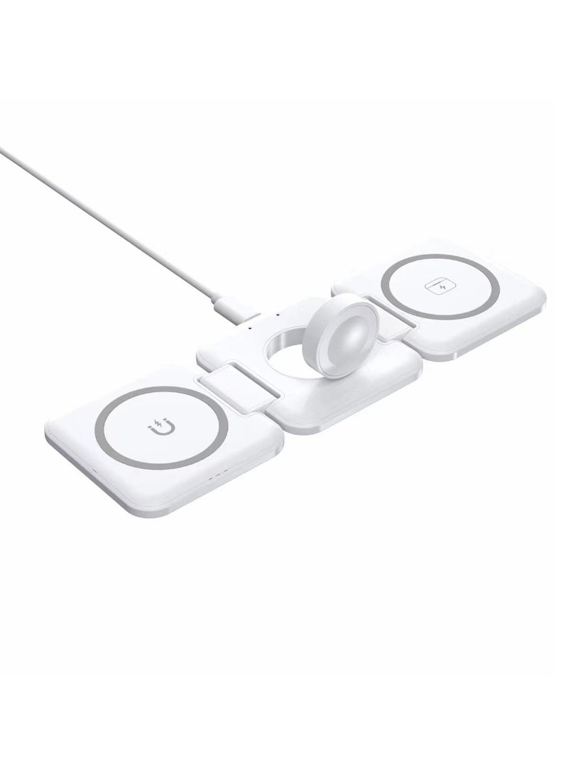 NIBEMINENT 3 In 1 Magnetic Wireless Charger Pad Foldable Phone Chargers Stand For IPhone 14 13 12 Airpods IWatch 7 6 5 Xiaomi Fast Charging Wireless Charging For Samsung S22 S21 S20 - Image 3