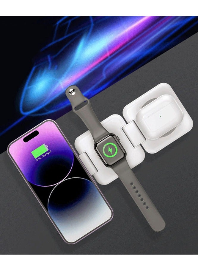 NIBEMINENT 3 In 1 Magnetic Wireless Charger Pad Foldable Phone Chargers Stand For IPhone 14 13 12 Airpods IWatch 7 6 5 Xiaomi Fast Charging Wireless Charging For Samsung S22 S21 S20 - Image 5