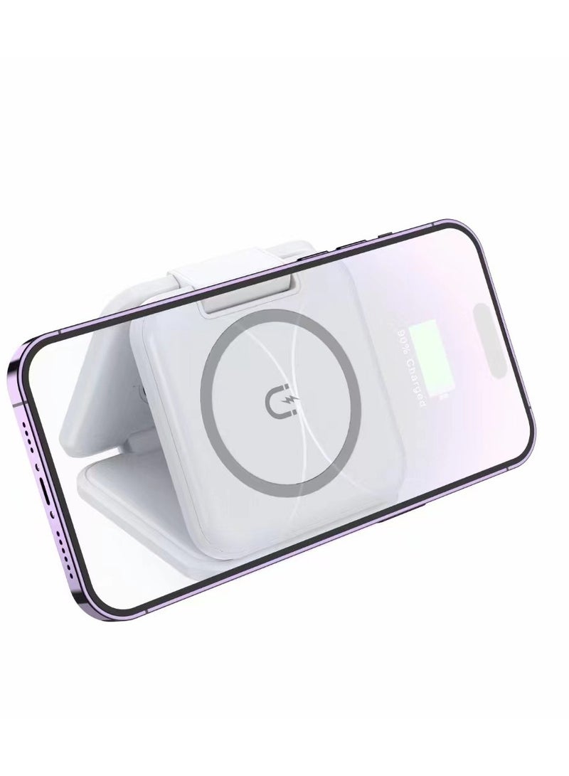 NIBEMINENT 3 In 1 Magnetic Wireless Charger Pad Foldable Phone Chargers Stand For IPhone 14 13 12 Airpods IWatch 7 6 5 Xiaomi Fast Charging Wireless Charging For Samsung S22 S21 S20 - Image 4